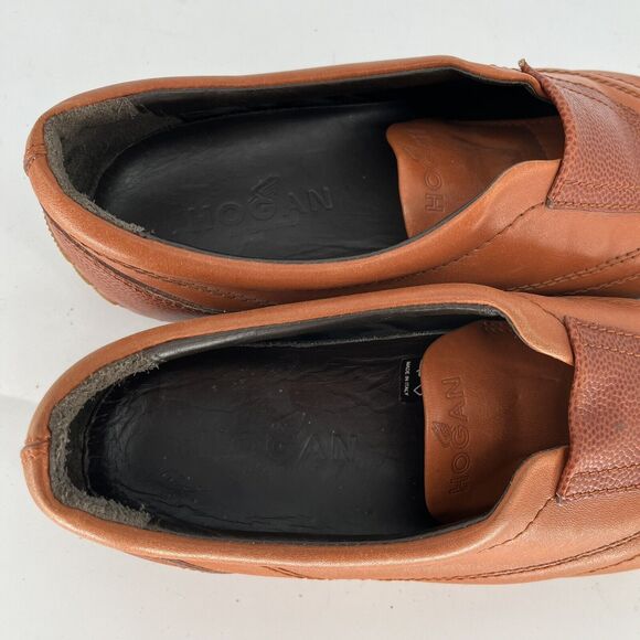 Hogan Square Toe Flats Brown Leather Women’s Size 6.5 - Picture 8 of 11